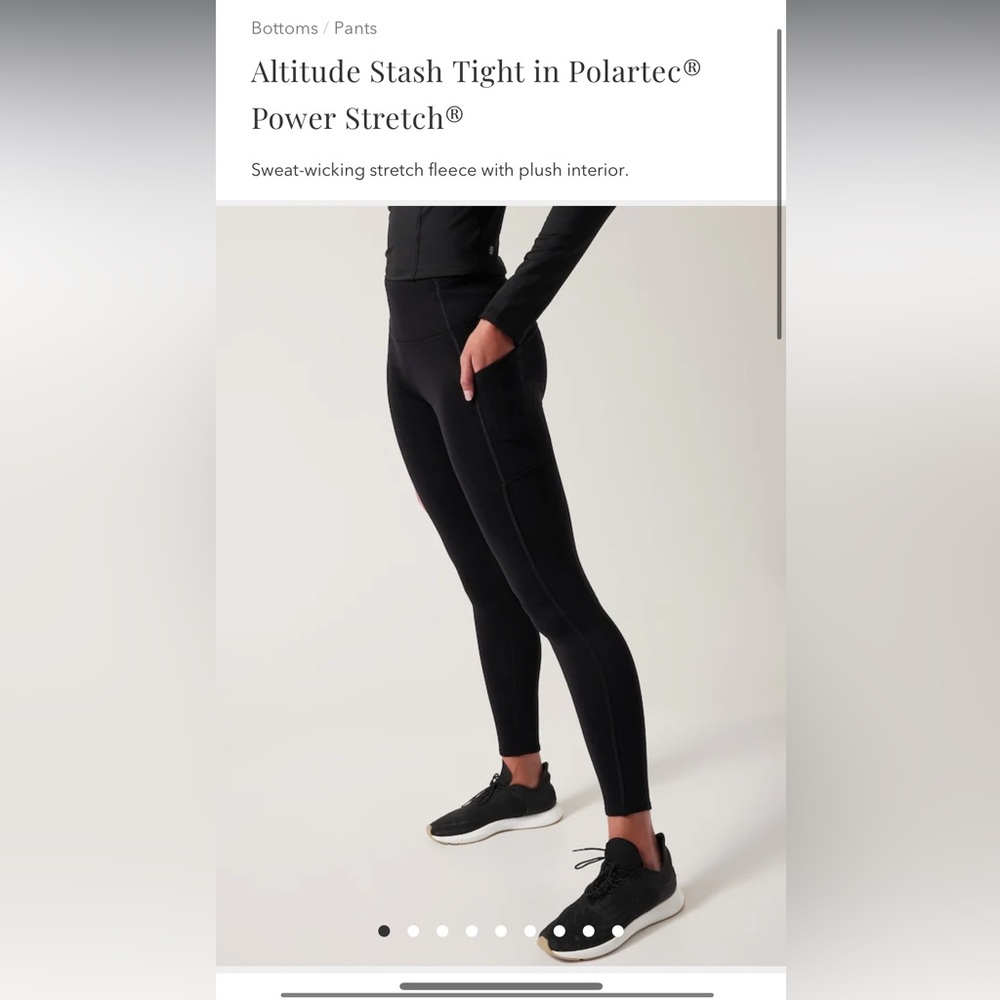 NWT Athleta Altitude Stash Tight M Medium Black Winter Run Sport Lined Warm